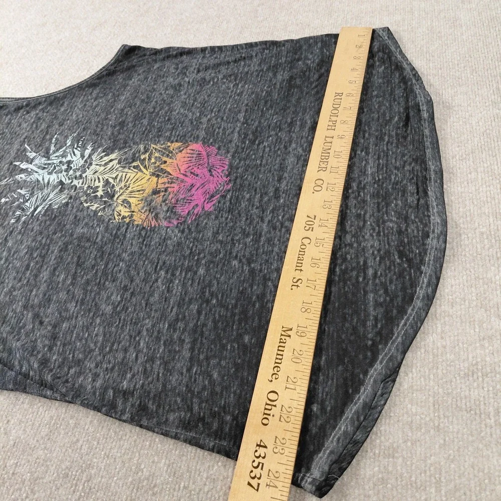 Maurices Women's Plus Size 1 Heathered Black Hawaiian Pineapple Tank Top Beach - Picture 6 of 11